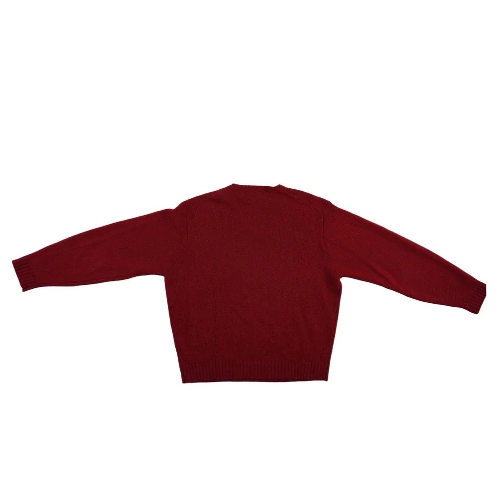 Polo Ralph Lauren Sweater Men's Size XL Burgundy 100% Lambswool Pony‎  V Neck